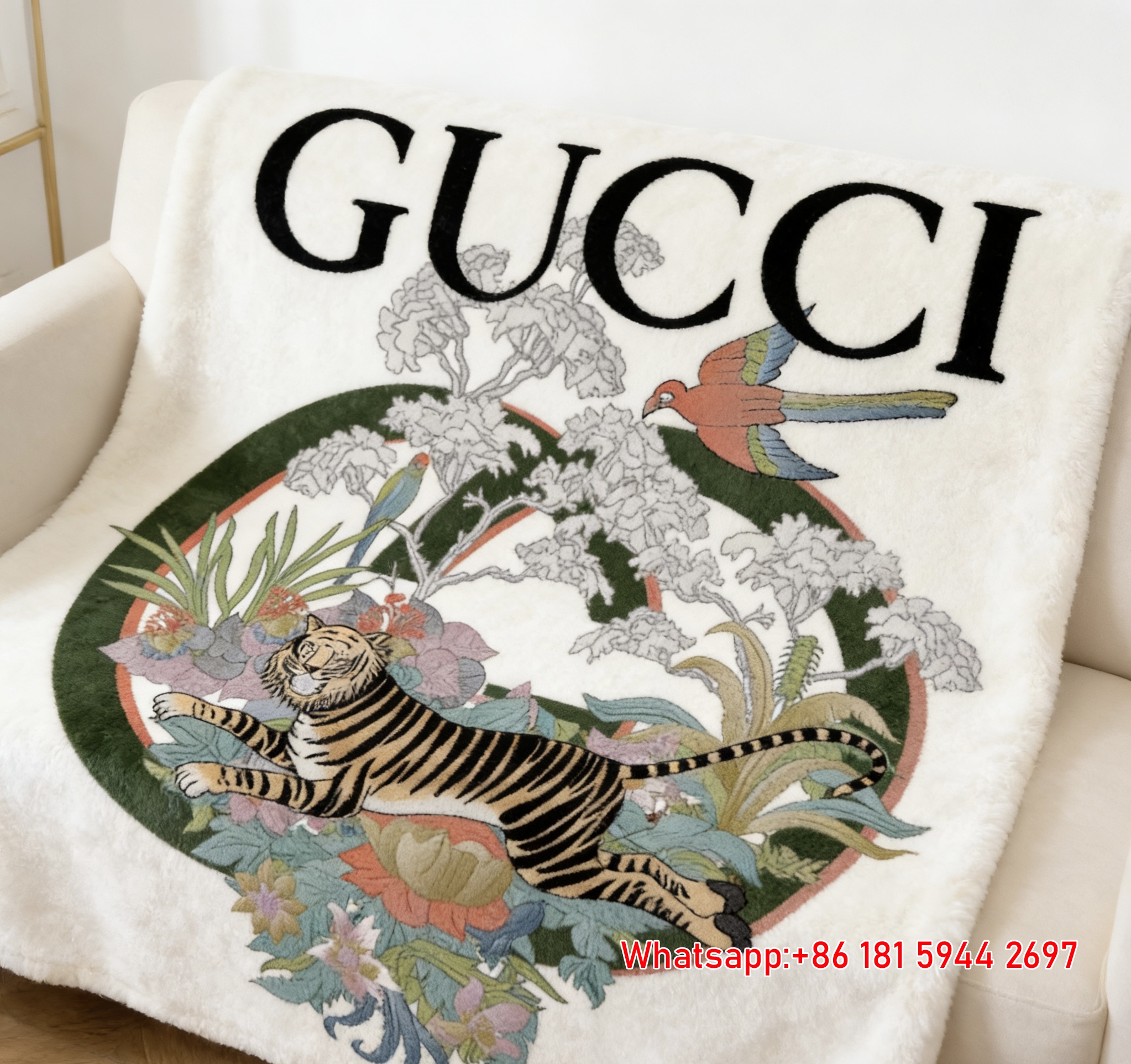 Gucci Tiger in the Jungle Throw Blankets IMG_2981